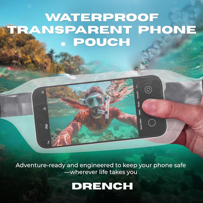 Drench Store 100% Waterproof Bag, Touchscreen Fanny pack, Transparent Cell Phone Case for Beach Essentials, IPX8 Underwater Pouches with Convertible Straps for Swimming and More, Fits iPhone Pro Max 15 SUP - Image 3